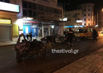 Σοβαρό τροχαίο με καταδιωκόμενο όχημα που μετέφερε μετανάστες στη Σταυρούπολη (Εικόνες)