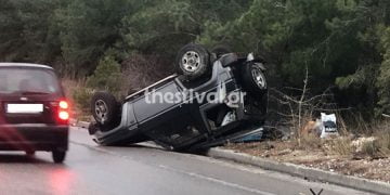 Ανατροπή ΙΧ στη Σταυρούπολη- Προβλήματα στην κυκλοφορία