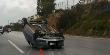 Τροχαίο με εκτροπή ΙΧ στον περιφερειακό της Θεσσαλονίκης