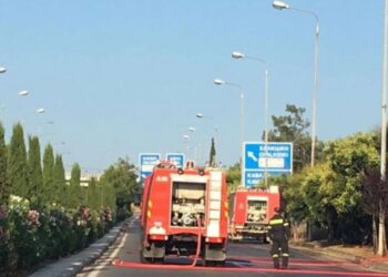Φωτιά σε εξέλιξη δίπλα στην Εθνική Οδό Μουδανιών – Θεσσαλονίκη