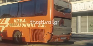 Θεσσαλονίκη: Φορτηγό συγκρούστηκε με λεωφορείο του ΚΤΕΛ που μετέφερε έξι επιβάτες