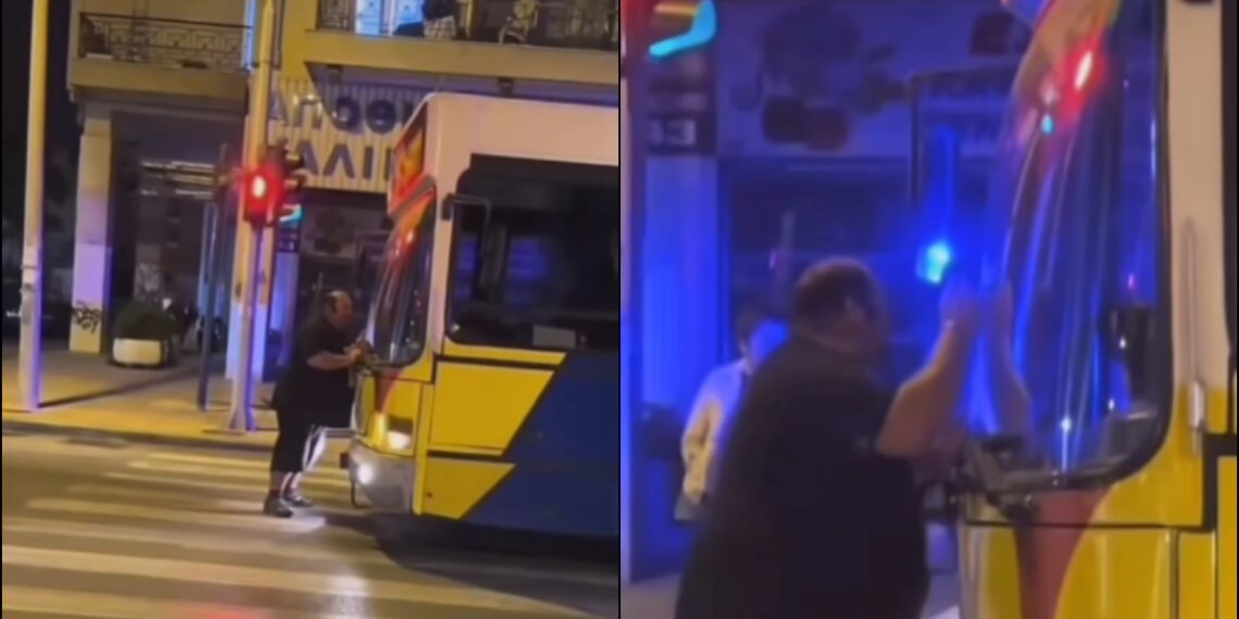 Θεσσαλονίκη: Άνδρας σταμάτησε αστικό λεωφορείο στη μέση του δρόμου – Παρακαλούσε τον οδηγό να ανοίξει την πόρτα (video)