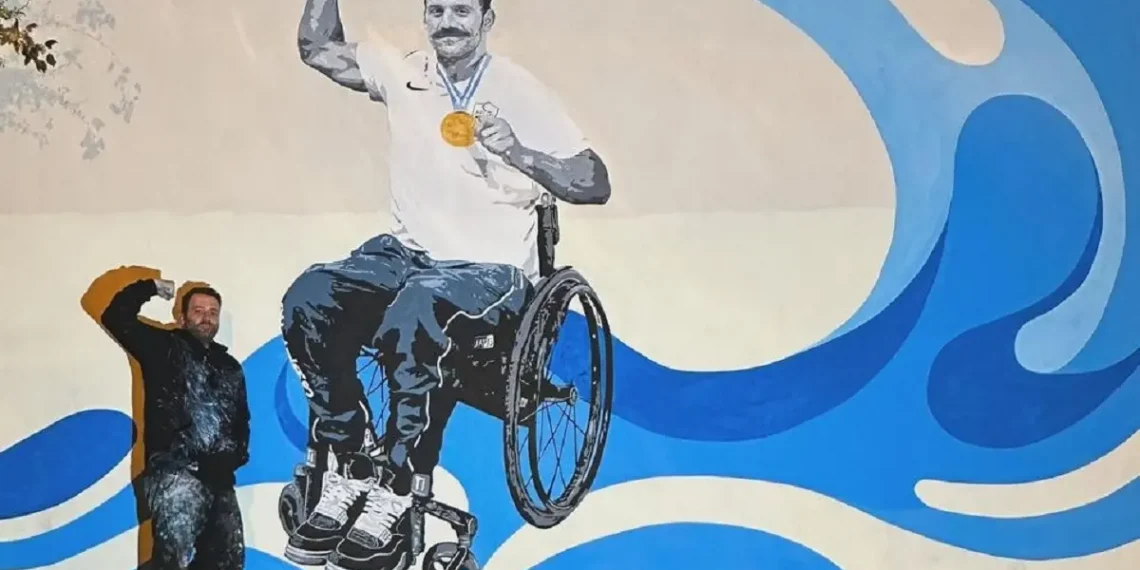 Θεσσαλονίκη: Ο χρυσός Αντώνης Τσαπατάκης έγινε τοιχογραφία σε Δημοτικό Σχολείο του Ευόσμου