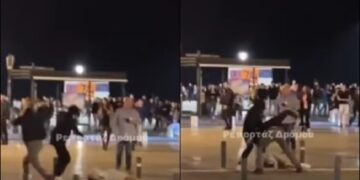Βίντεο ντοκουμέντο: Η στιγμή της άγριας επίθεσης σε νεαρό στην πλατεία Αριστοτέλους