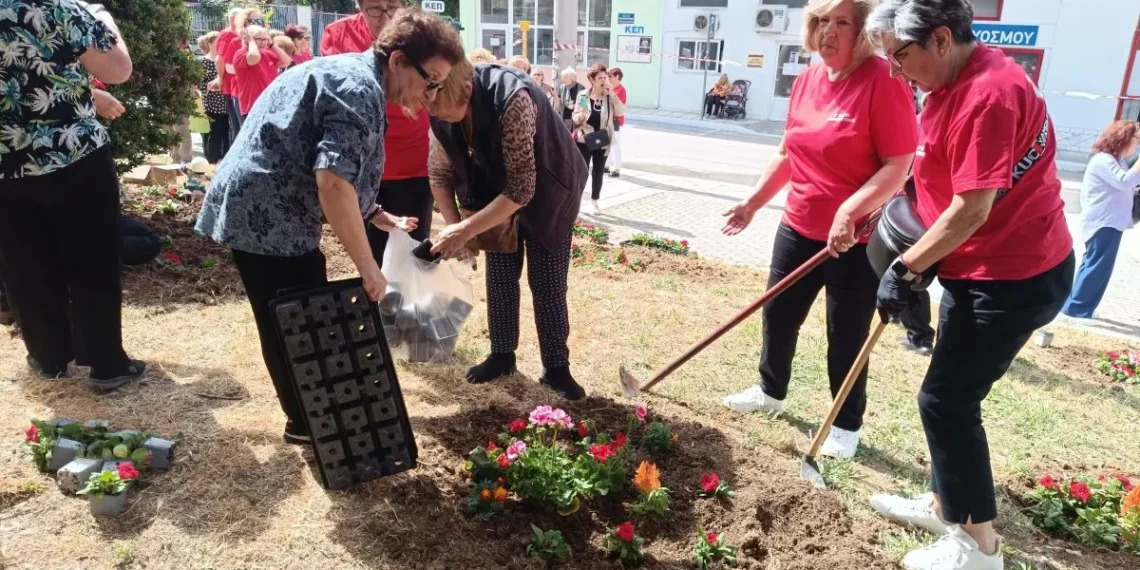 Δήμος Κορδελιού – Ευόσμου: Τα μέλη των ΚΑΠΗ υιοθέτησαν πάρκο και φύτεψαν 400 λουλούδια