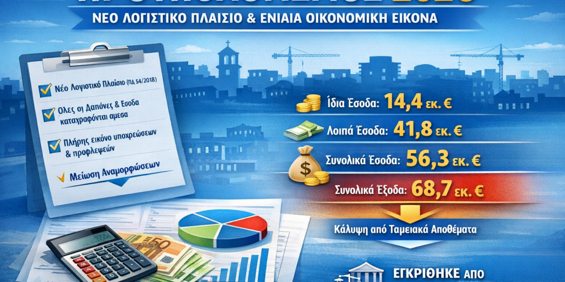 Προϋπολογισμός 2026: Νέο λογιστικό πλαίσιο, ενιαία εικόνα και στόχος λιγότερες αναμορφώσεις στον Δήμο Κορδελιού-Ευόσμου