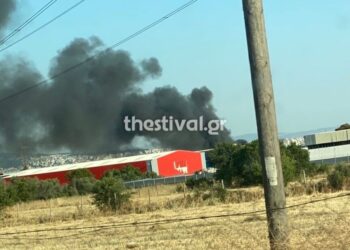 Νεοχωρούδα: Μήνυμα από το 112 για τη φωτιά σε εταιρεία ανακύκλωσης